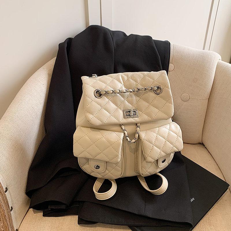 Рюкзак-цепочка ромбовидной формы, женский нишевый дизайн, модная сумка-ведро, повседневный корейский вариант, школьный рюкзак премиум-класса для путешествий