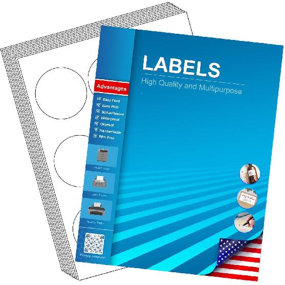 3" Circle Sticker Labels, Round Printable Sticker to Write On, Sticker Paper for Inkjet Printer, (6 Labels/Sheet), 30 Sheets