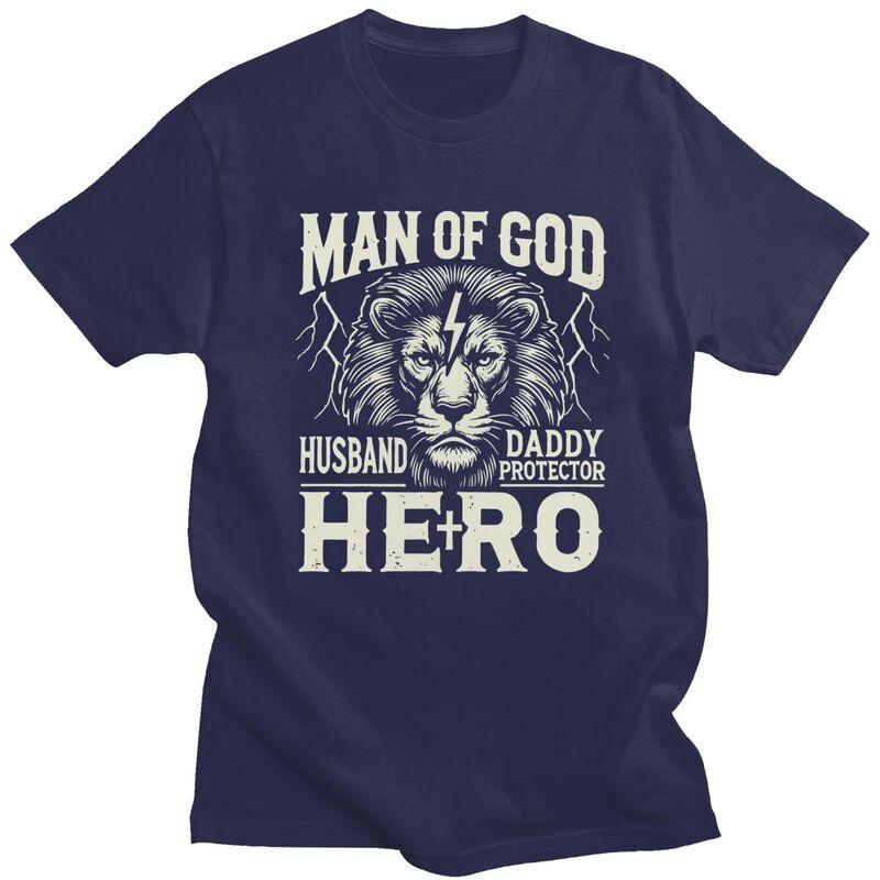Custom Fashion Man Of God Husband Daddy Protector Hero T Shirt Men ShortSleeve Tshirts Streetwear Tee Tops Slim Fit Tshirts