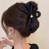 French Pearl Bow Pleated Hair Clips Women Korean Elegant Shark Clip Hair Accessories
