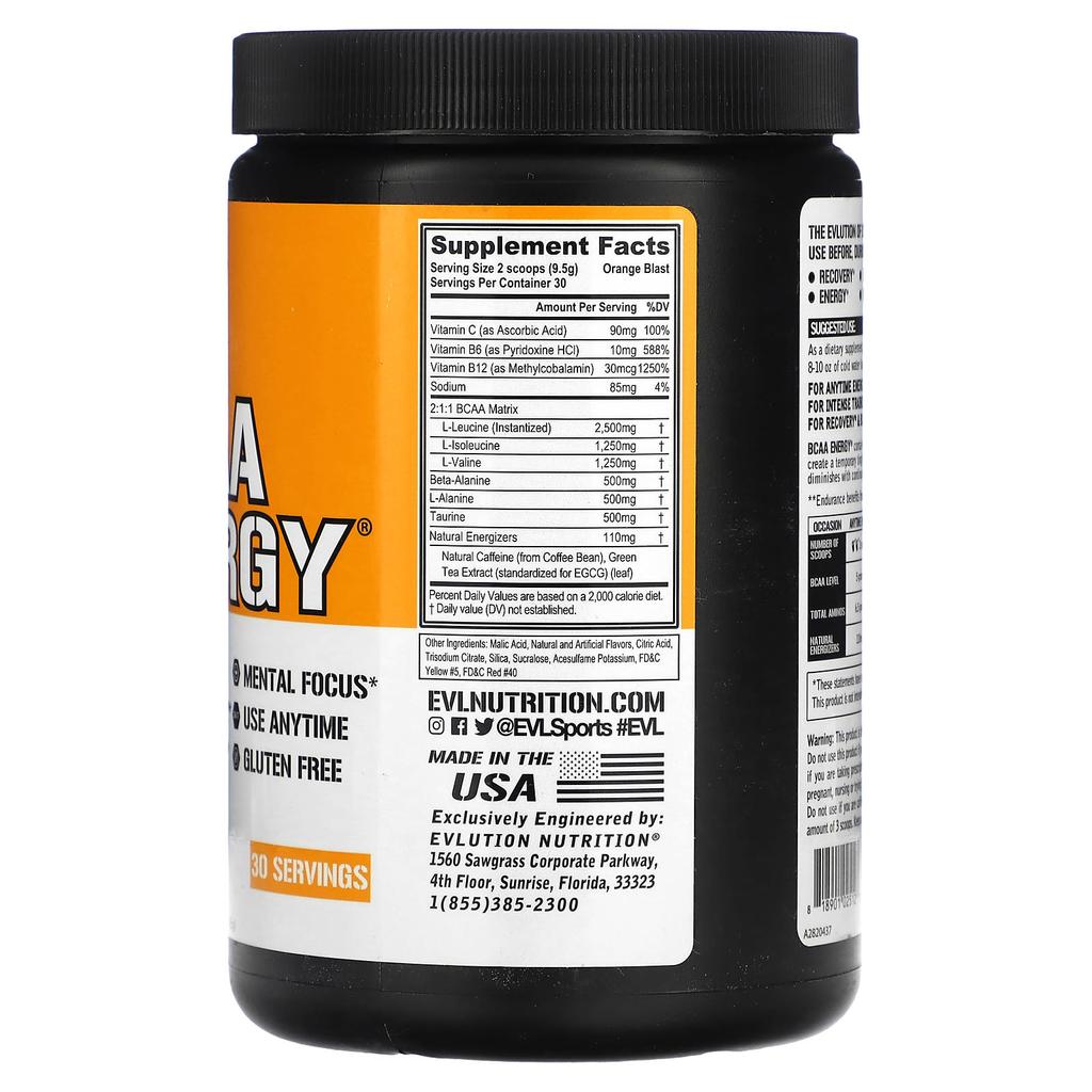 Bcaa Energy, вкус апельсинового взрыва, 285 г(10.1 унц)