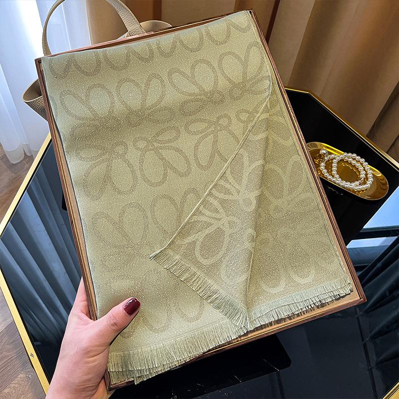 Double-Sided Commuting Warm Fashion Elegant Simple Atmosphere Tencel Cotton Scarf Shawl Cape Female Big Name Style