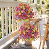 Outdoor Eucalyptus and Violet Faux Flower Ground Plug for Courtyard Decoration