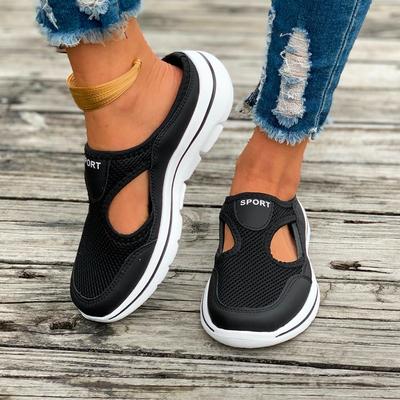 Модные женские тапочки, дышащая сетка, повседневная обувь на плоской подошве, для дома, легкие, прочные, без застежек, для пар, прогулочные спортивные сандалии