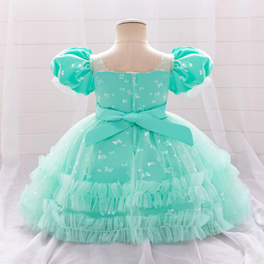 Baby Girl Party Dress Butterfly Sequin Fluffy Mesh Child Kids Clothing Toddler 1st Birthday Baptism Gown Flower Bridesmaid Dress