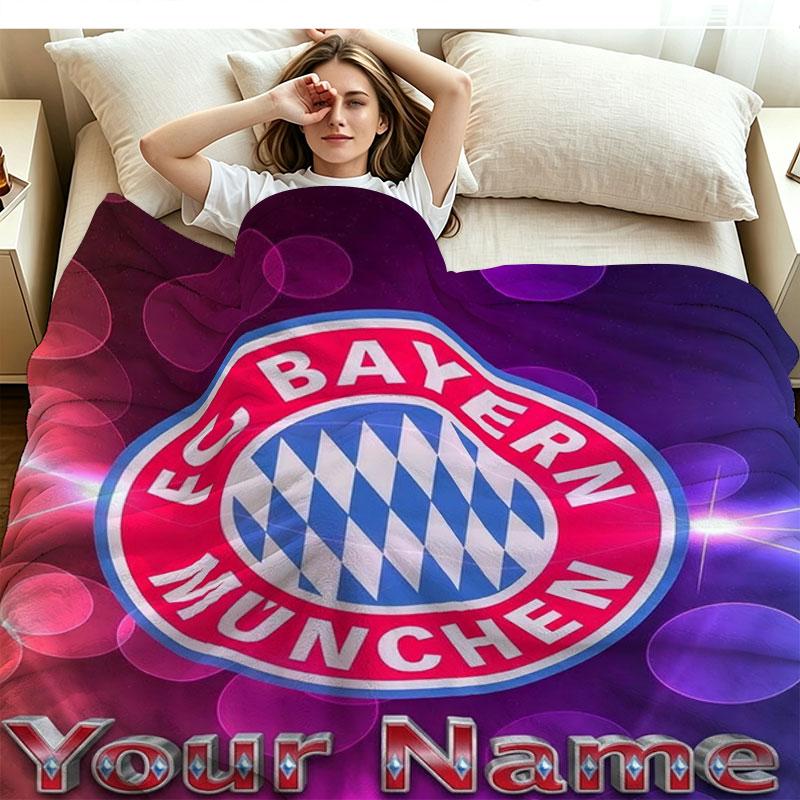 1PC FC Bayern Munchen Custom Name Patterned Flannel Blanket Suitable For All Seasons for Home Decor Warmth and Comfort Gifts Holiday Present