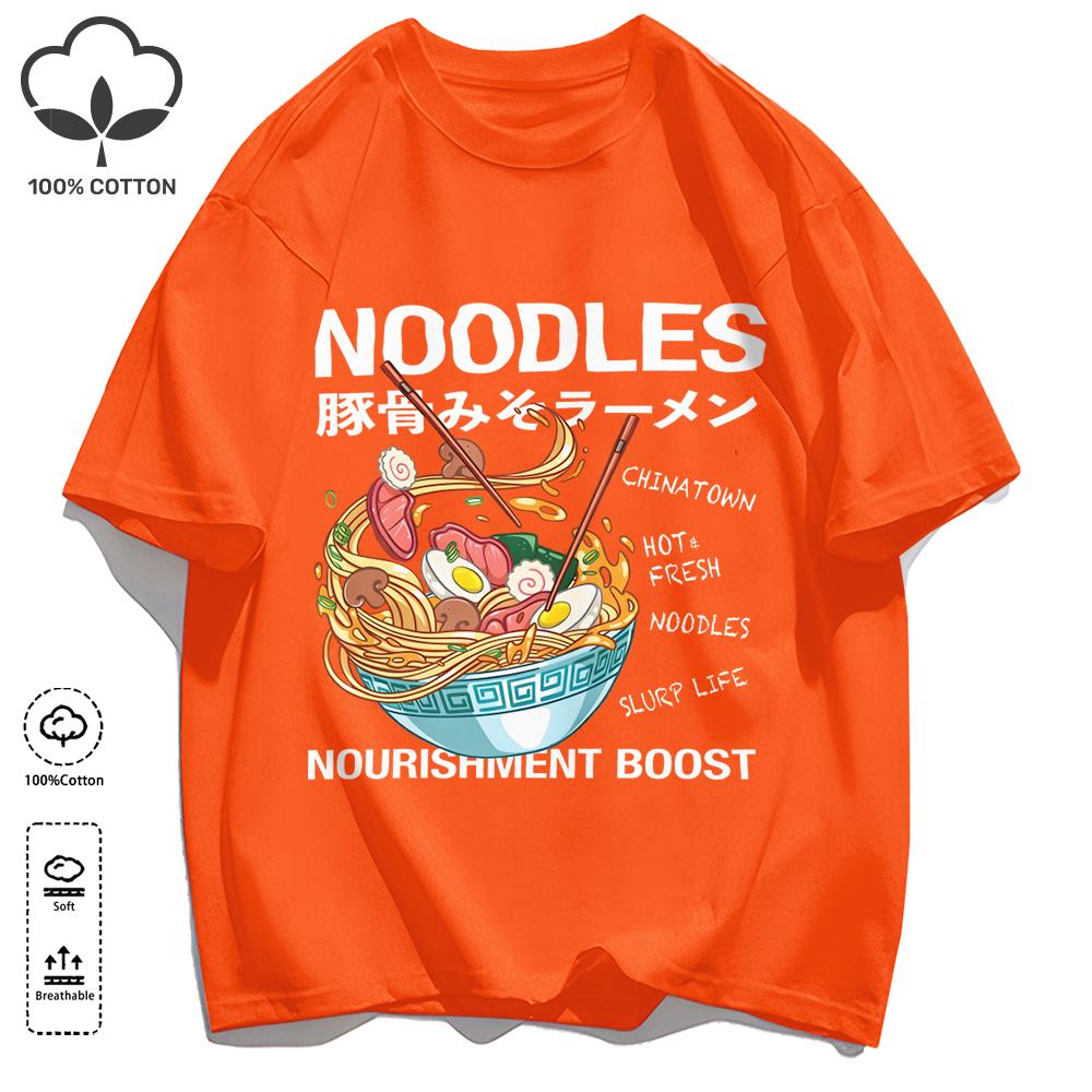 Delicious Pork Bone Lamian Noodles Unisex Retro T-Shirts Casual Cotton Tee O-Neck Fashion T-Shirt Loose Unisex Summer Basics Top