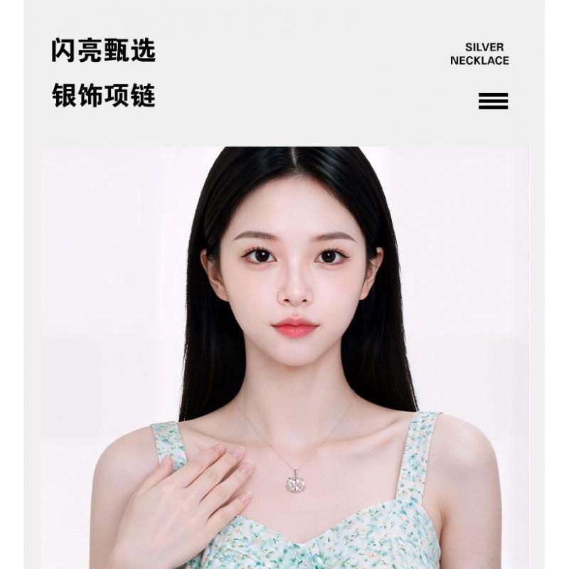 Kitty Cat Rhinestone Necklace Sweet Cool Style Clavicle Chain Women