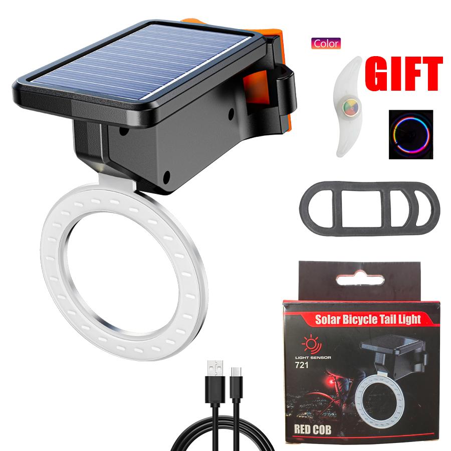 Светодиодные фонари для велосипеда с датчиком присутствия человека, красные аварийные предупреждающие задние фонари, перезаряжаемые через USB, фонари для горного велосипеда, уличные фонари MTB COB