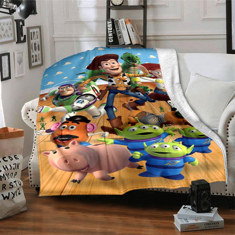 Toy Story Characters Flannel Blanket Super Soft Warm Cozy Blanket For Sofa Bed Office Travel Allseason Home Decor Gift