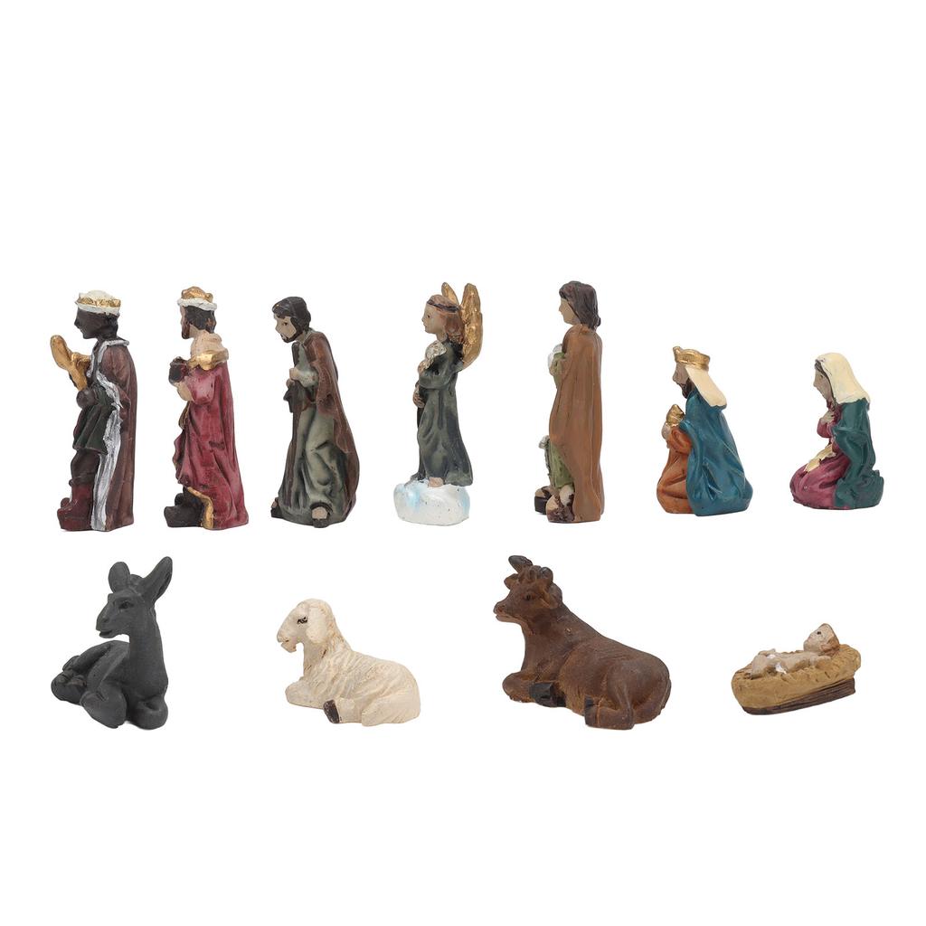 11 Pcs Christmas Resin Nativity Sets Vivid Lifelike Christmas Ornament Gifts for Holiday Desktop