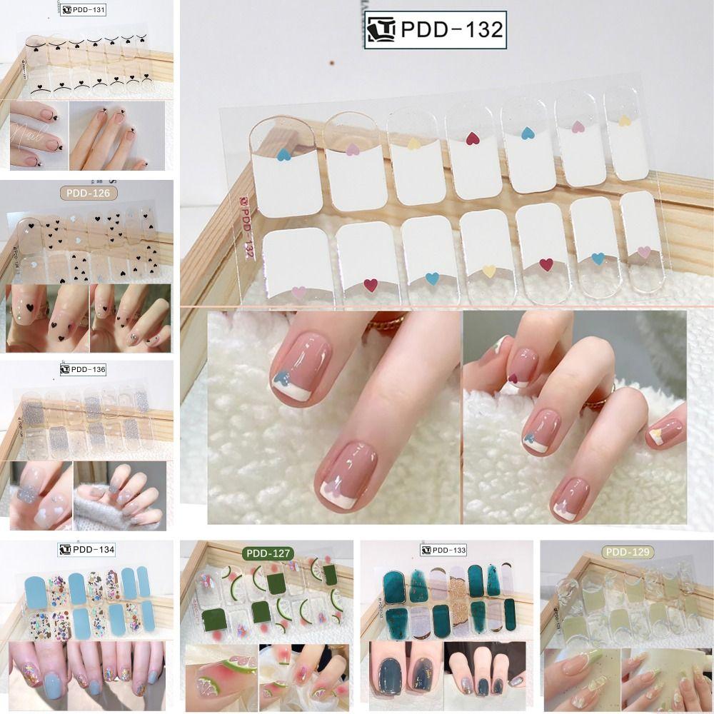 14Strips Gel Nail Stickers Floristic Gel Nail Polish Strips Nail Art Stickers  DIY Nail Art Making
