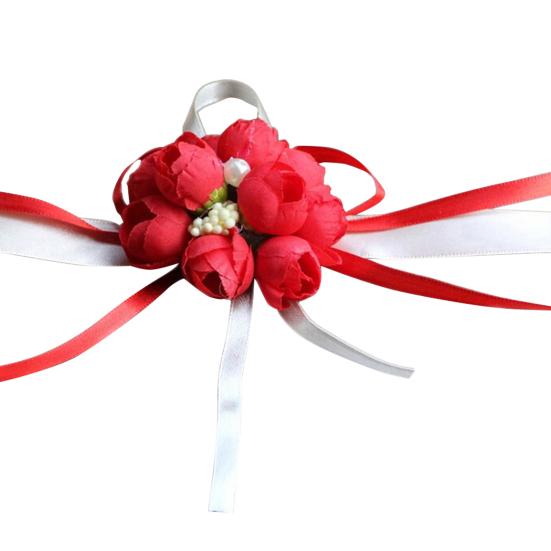 Цветок на запястье Яркий узор Искусственный жемчуг Лента Ткань Милый Свадебный Цветочный Браслет для Свадьбы