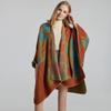 Women's Autumn Winter Scarf Fashion Jacquard Shawl Tassel Pashmina Thicken Warm Cape with Slit