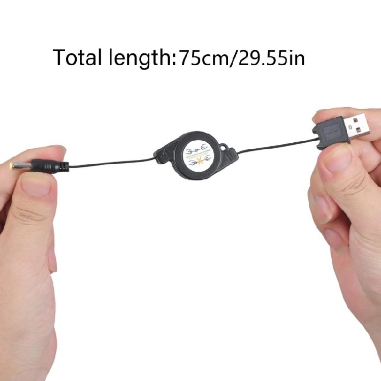 Stretchable USB to 4.0x1.7mm Plug Charging Cord Retractable Power Cable For 5V Mini Fan Speakers Game Consoles
