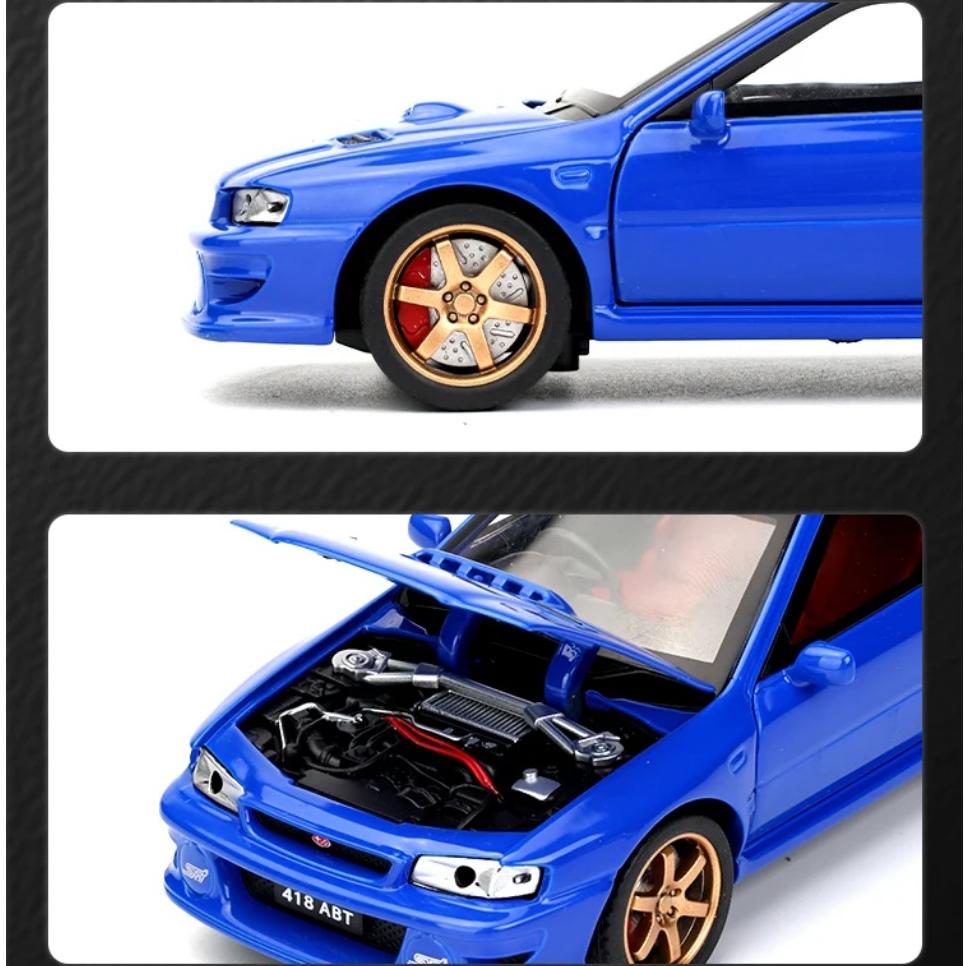 Масштаб 1/32 Subaru Impreza WRX STI Модифицированный автомобиль Металлическая литая модель автомобиля со звуком и светом Оттягивающийся назад Подарок на день рождения для ребенка