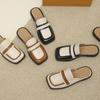 Fashion 2024 Spring and Autumn Women Wear Flat Slippers Square Head Design British Style Party and Work Wear Ladies Casual Mules 41-43