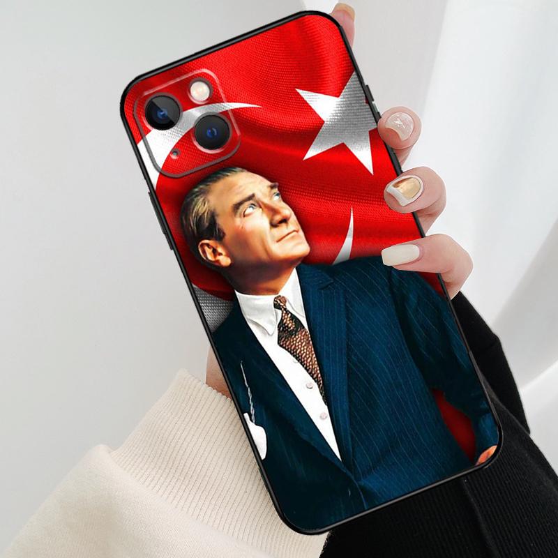 Turkey Mustafa Kemal Ataturk Phone Case For iPhone 13 14 15 16 Pro Max 11 12 XS XR X Plus Shockproof Bumper Soft Cover
