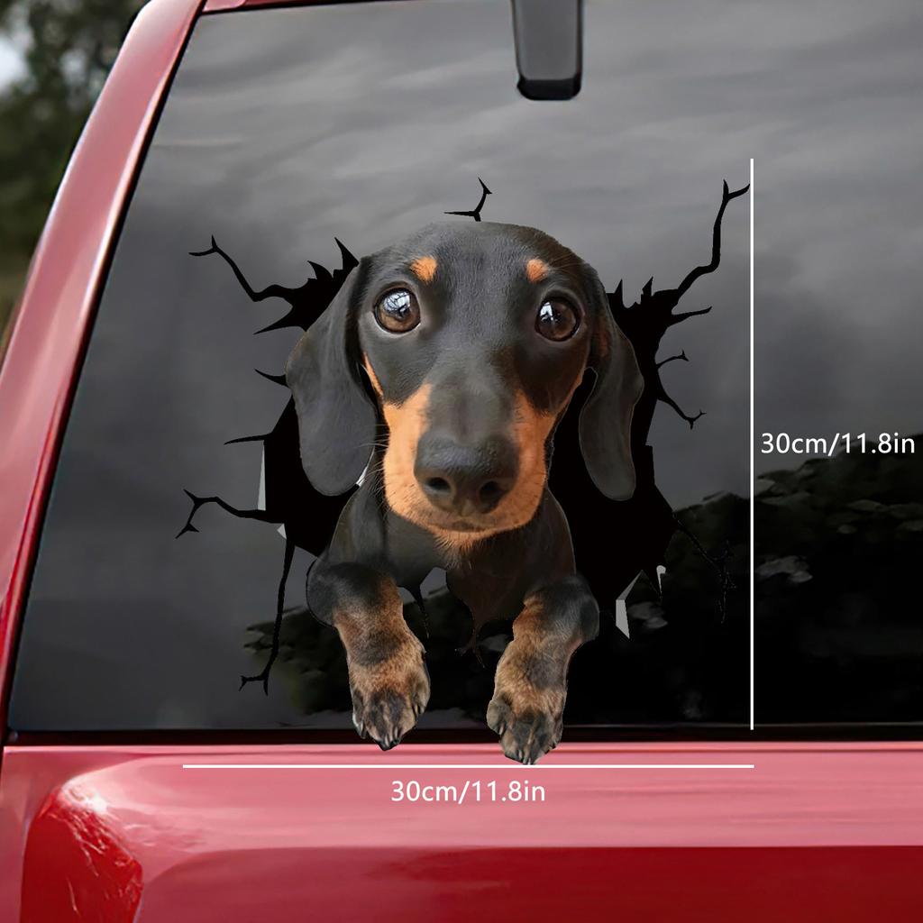 3D наклейка с трещиной для собаки, пластиковая наклейка из ПВХ, наклейка на окно автомобиля, забавные наклейки для ноутбука
