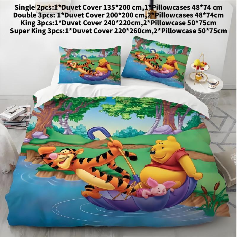 Pooh Bear Children Bedding Set With Active Dyeing For Toddler Bed Decor