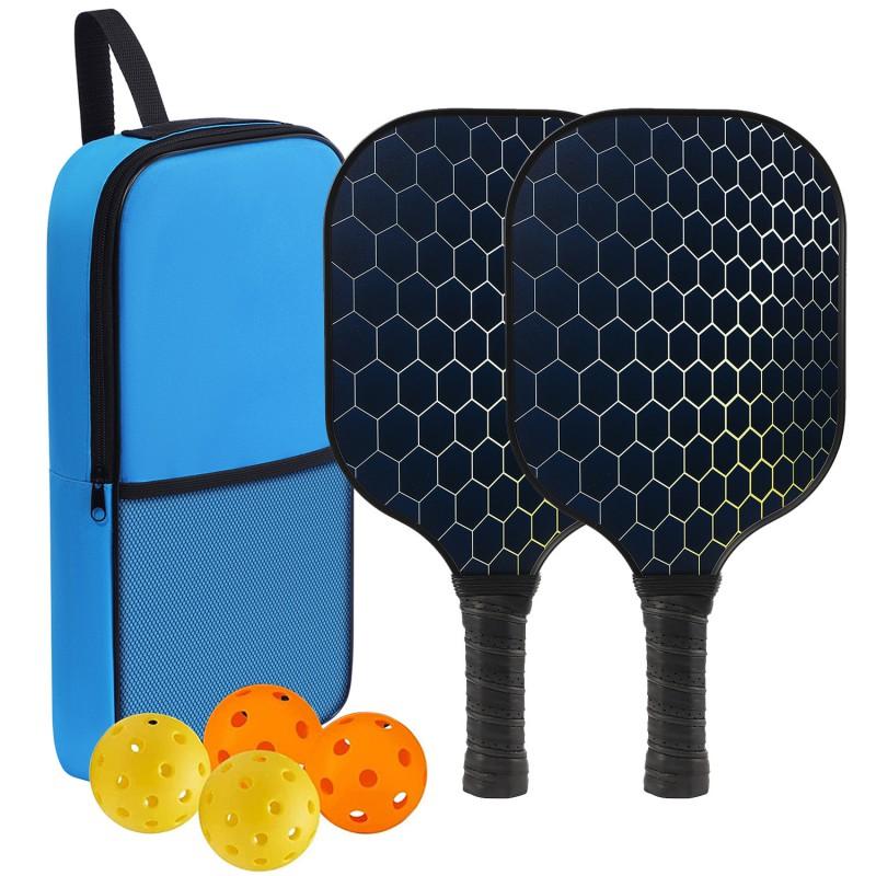 Pickleball Paddle Set With 4 Balls Carry Bag USAPA Certified Honeycomb Core Fiberglass Racket Beginners Recreational