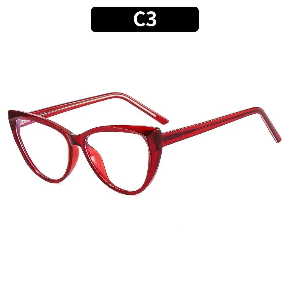 Fashion Fake Cat Eye Blue Light Eyeglasses Ultralight TR90 Frame Eyewear for Women Computer Glasses Anti Glare & UV Glasses