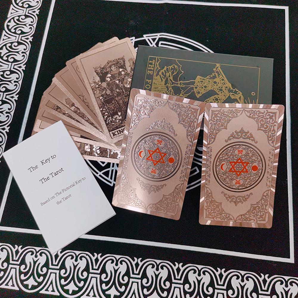 Водонепроницаемые карты Таро Rose Gold - Классическая колода Waite из 78 карт, с горячим тиснением, пластиковая