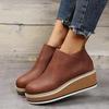 2025 New Women's Boots Designer Wedge Platform Boot Zipper Ankle Boots for Women Pu Leather Casual Boots Botas De Mujer