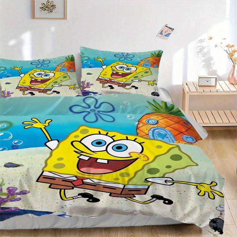 3pcs SpongeBob SquarePants Bedding Set - 1 Soft Quilt Cover + 2 Pillowcases, Machine Washable - Suitable for All Seasons, Perfect Gift for F