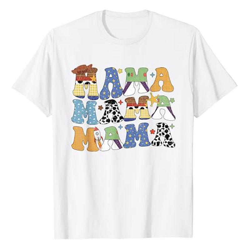 Toy Funny Story Mama - Boy Mom Mother's Day Tee for Womens T-Shirt Sayings Graphic Outfits Cotton Short Sleeve Blouses Gift Idea
