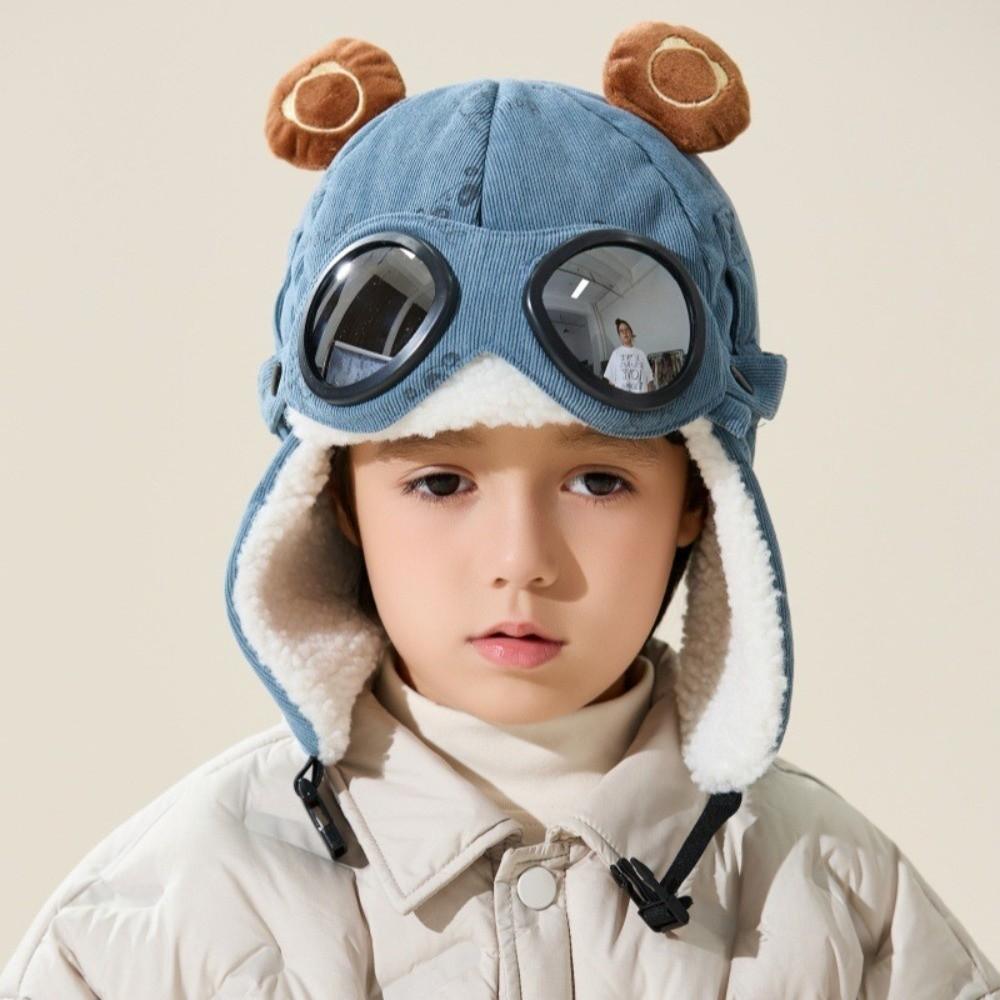 Cold Proof Children Pilot Hat Cute Cartoon Warm Hat Fashion Ear Protection Cap  Winter