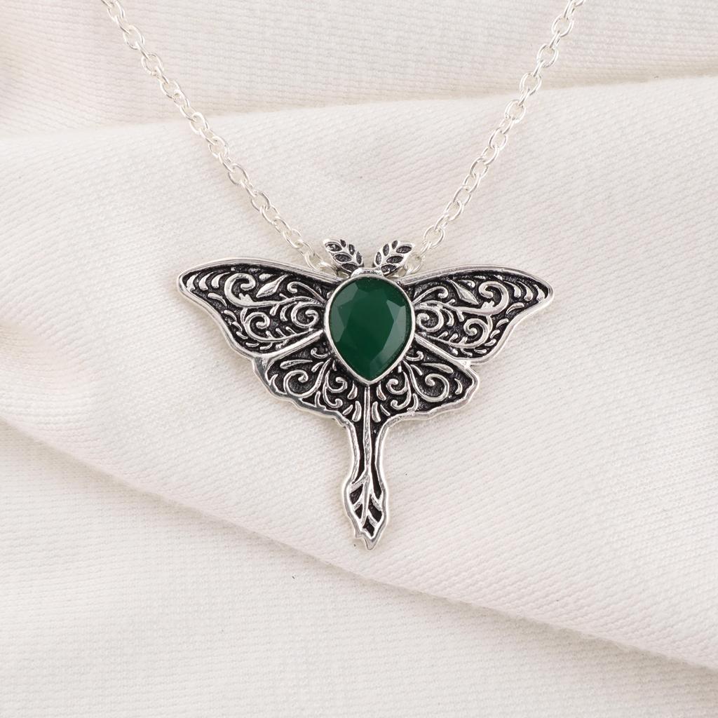 Green Onyx Pendant Handmade Gemstone Jewelry, 925 Solid Sterling Silver Pendant Unique Design Jewelry