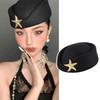 Flat-top Topper Hat Rhinestone Flight Attendant Hat Casual Wool Beret Hat Formal Events
