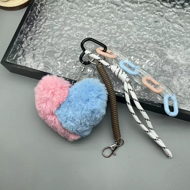 Пушистый леопардовый брелок в форме сердца, плетеная веревка, брелок для сумки, подвеска, простые универсальные аксессуары для украшения сумки