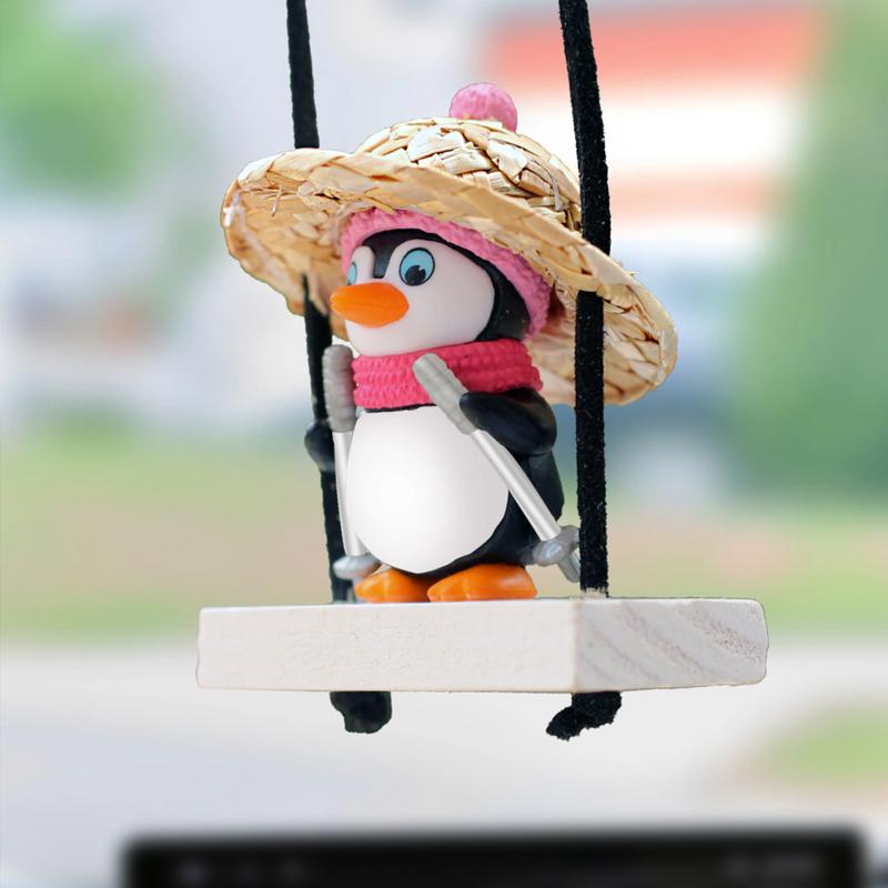 Автомобильный качающийся орнамент милый пингвин на качелях украшение для заднего зеркала автомобиля милый шарм автомобильный подвесной орнамент декор интерьера