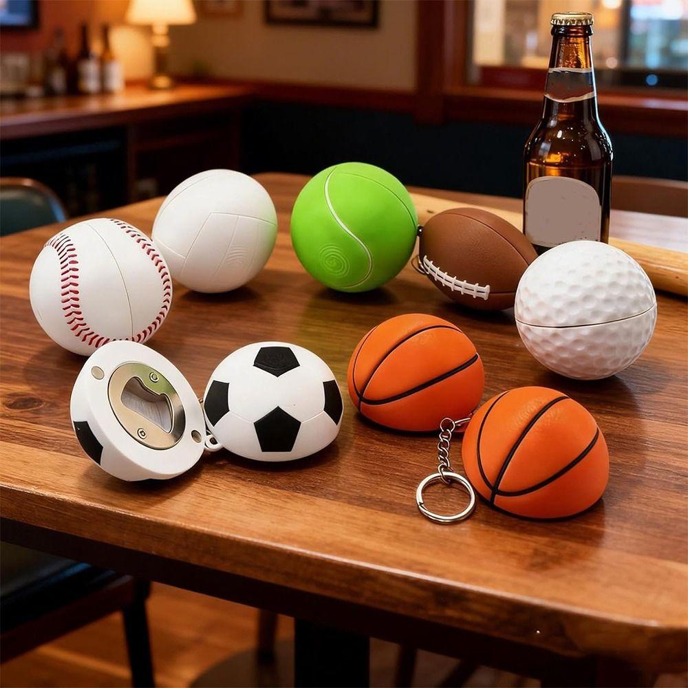 Sports Theme Sports Ball Bottle Opener Fan Gift Ball Key Chain Magnetic Bottle Opener Home Bar