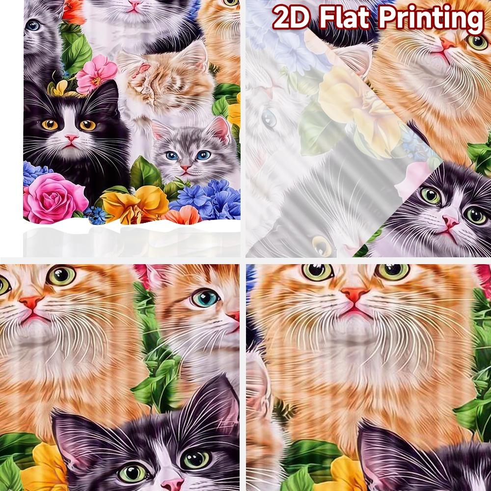 2D flat Photography Backdrop Tapestry Cute Kittens Among Flowers 100% Polyester Party Decorations for New Year celebration