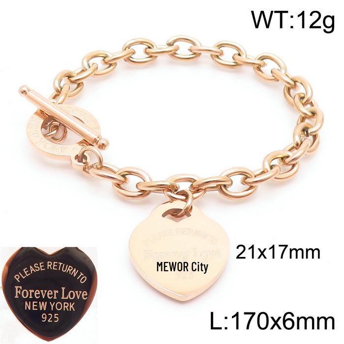 Heart-Shaped Titanium Steel Bracelet with OT Buckle and English Letter Charm