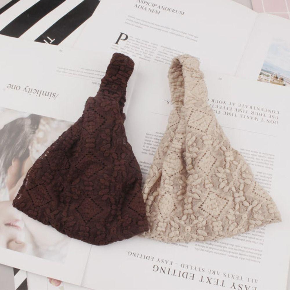 Полая сетчатая повязка на голову с цветком, нескользящая, широкая, боковая, модная, кружевная, повязка для волос для матери