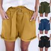 Women's Summer Relaxed Solid Color Tie Elastic Pocket Casual Shorts Pants