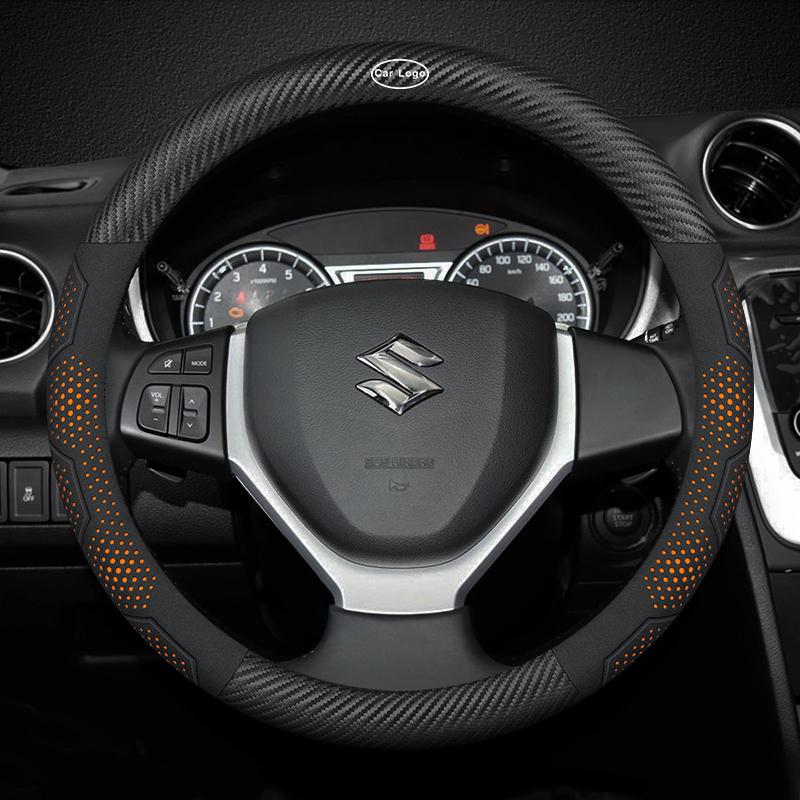 Для Suzuki S-Cross Swift SX4 Vitara Jimny Grand-Vitara Baleno Автомобиль Замша Углеродное волокно Кожа Накладка на руль Аксессуары