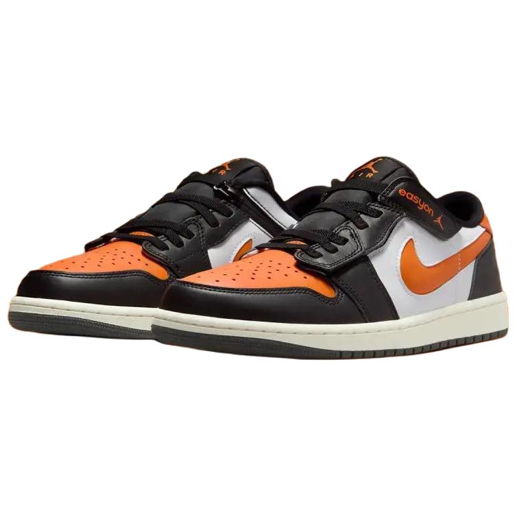 Jordan Air Jordan 1 Нескользящие Устойчивые к истиранию Низкие Винтажные Баскетбольные Кроссовки Мужские Черно-Оранжевые DM1206-081