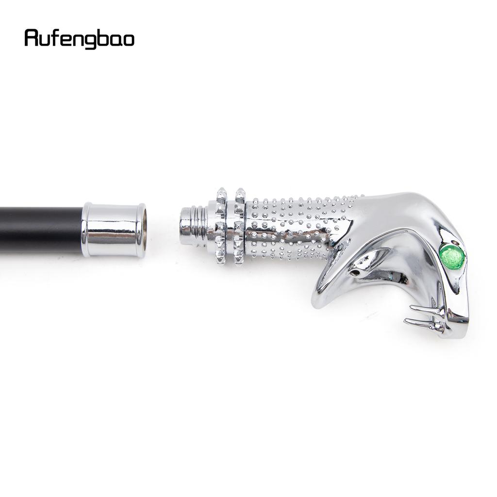 White Luxury Snake Cobra Green Eyes Fashion Walking Stick Party Decorative Walking Cane Elegant Crosier Knob Walking Stick 92cm