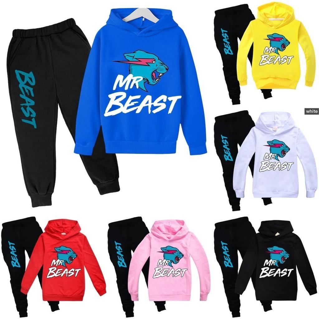 Модный набор худи с мультяшным принтом Mr Beast для мальчиков и девочек. Удобный и стильный