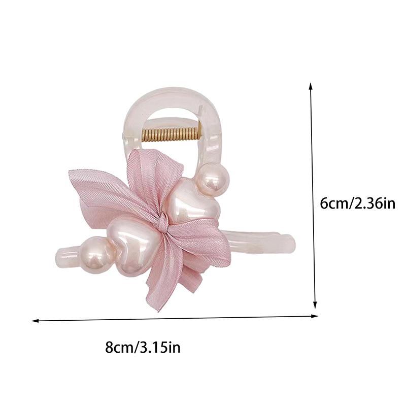 Винтажная заколка в виде акулы с бантом в форме сердца и жемчуга, милые заколки для волос, заколка в форме сердца для девочек, современные аксессуары для волос, головной убор, изысканный подарок