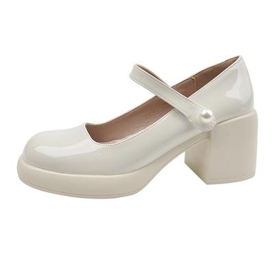 Модная обувь Мэри Джейн Женская весна и осень 2024 Новая модная универсальная в западном стиле на высоком каблуке с круглым носком Ретро одинарная обувь