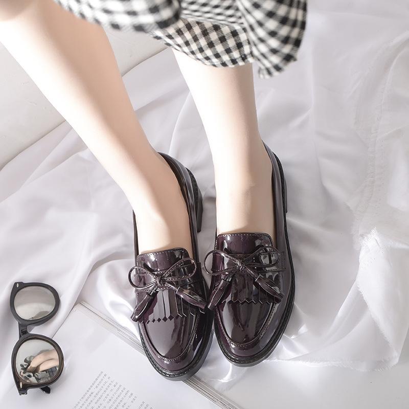 Туфли на плоской подошве из натуральной кожи для женщин Huizhou, виноградные, такие же, маленькие кожаные туфли, черные, осенне-зимние, новые, на платформе, мокасины