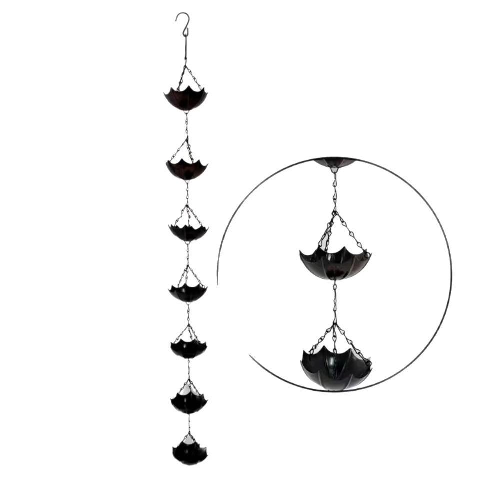 Japanese Style Metal Tulip Rain Chain 7 Cups Hanging Rain Chain for Gutters Flower-shaped Directs Water Rainwater Diverter Chain