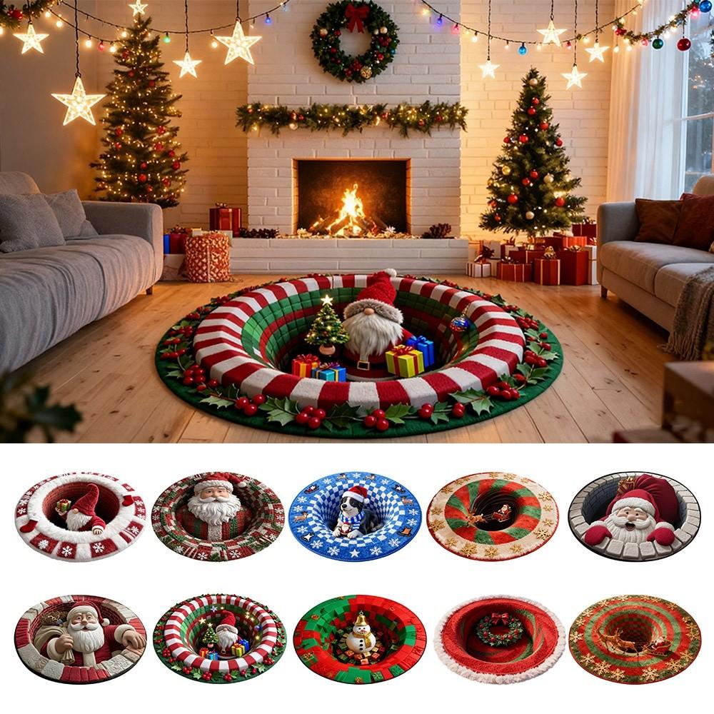 3D Special-shaped Christmas Tree Base Mat Imitation Cashmere Bedroom Door Mat Home Decor