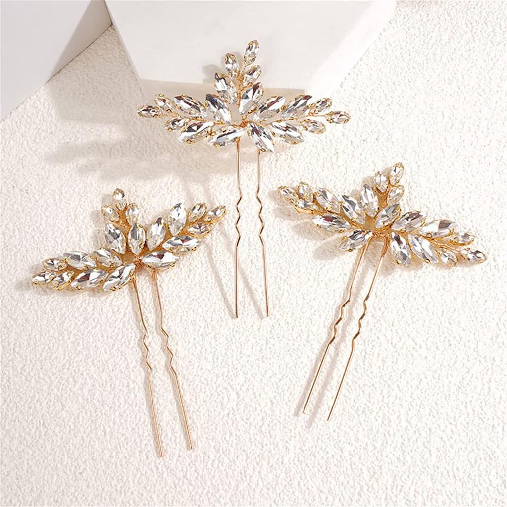 3Pcs Bridal U-shaped Pin Metal Barrette Clip Hairpins Rhinestone Wedding Hairstyle Design Tools Women Wedding Hair Accessories